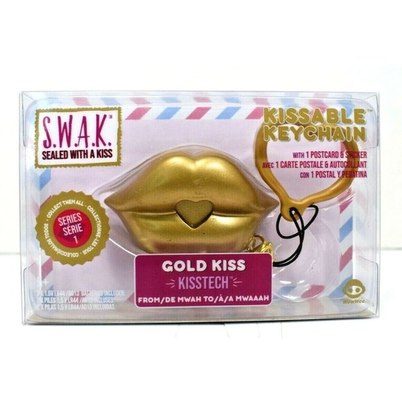 WowWee Sealed With a Kiss Kissable Keychain Gold Kiss New Series 1 S.W.A.K - Picture 1 of 3
